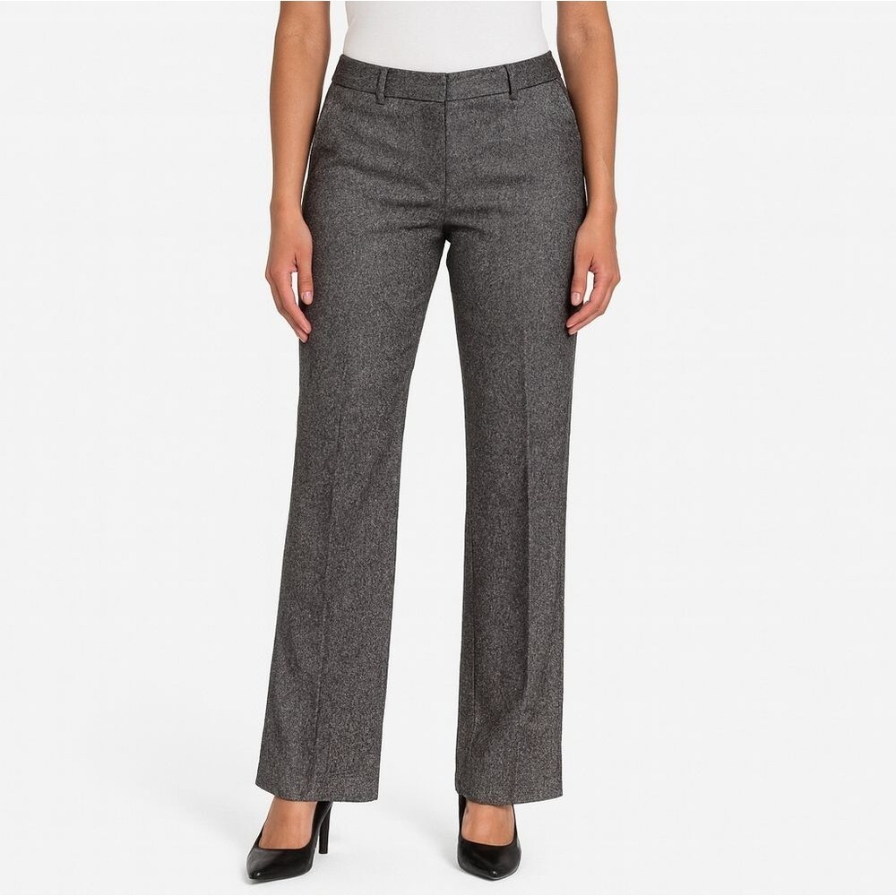 Talbots Womens Signature Wool Blend Charcoal Gray Trousers Size 18L Wide Leg